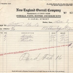 New England General Company Boston 1924 Original Billhead Membrete D8-LL