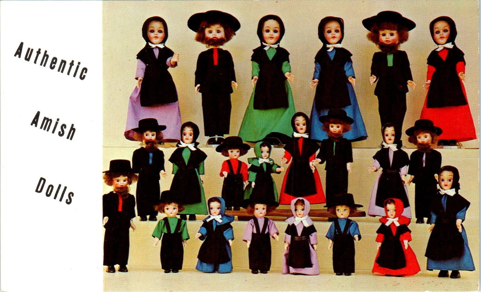 Authentic Amish Dolls Garden Spot Gifts Lancaster PA Original Postcard