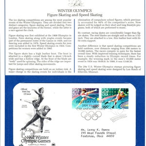 1992 US Ersttagsbrief 29 Cent Olympische Winterspiele Eiskunstlauf Eiskunstlauf D10