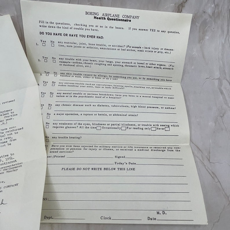 1955 Boeing Airplane Company Wichita KS Employment Offer and Ephemera ...