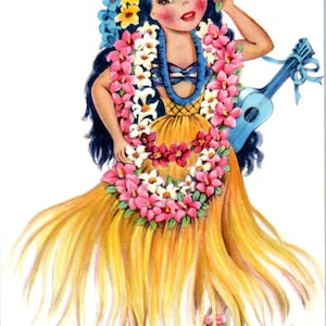Bambola delle Hawaii - Cartolina originale serie Dolls of Many Lands PB4
