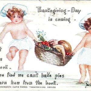 Thanksgiving Julia Woodworth Cupid Cards 1914 Original Postkarte TK1-22