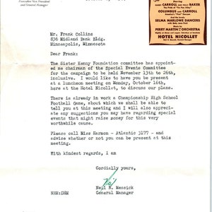 1944 Hotel Ricollet Minneapolis Minnesota Briefkopf Memo D9