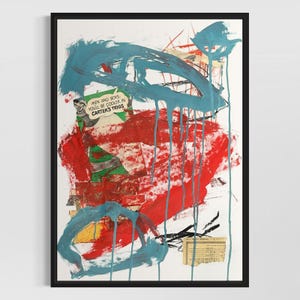 オリジナルミックスメディア抽象画 18x24 「Carter's Trigs」 サイン入り