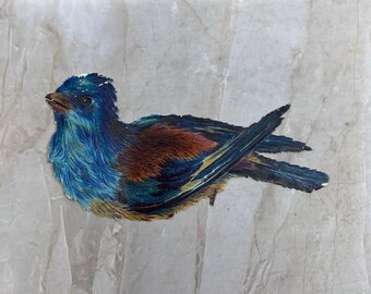 Antiker viktorianischer Schrott Bluebird Die Cut TI8-S6