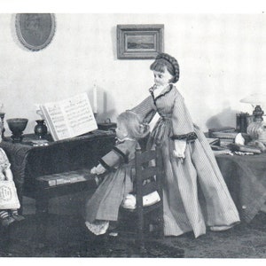 Le bambole vecchio stile di Tasha Tudor - La lezione di musica Cartolina originale PB8