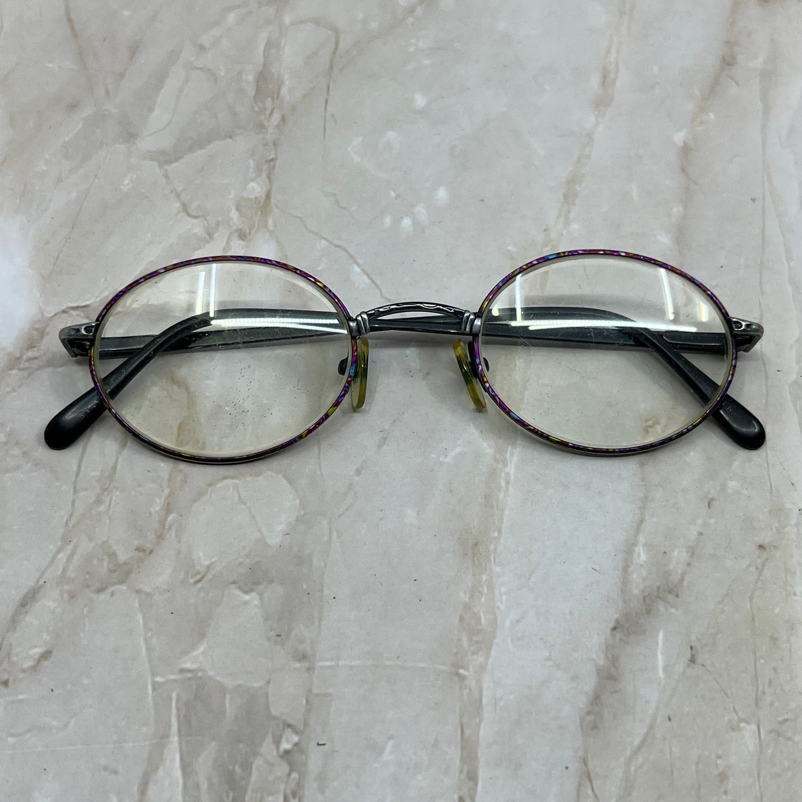 Vintage Oval Purple & Silver Tone Sunglasses Eyeglasses Frames TE9-G2-8