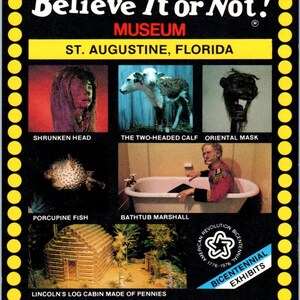 Ulotka Ripley's Believe It Or Not Museum z lat 80. XX wieku, St. Augustine, Floryda, TF4-BA