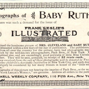 Fotos del anuncio ilustrado de 1893 de la revista Judge de Baby Ruth Frank Leslie AB9-J