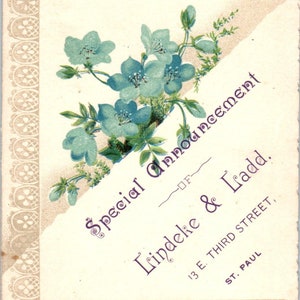 Cartão de anúncio de venda Lindeke & Ladd 1888 3rd Street St. Paul MN cortado AE2