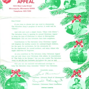 1969 Heilsarmee Weihnachtsaufruf Werbeflyer Minneapolis MN D9