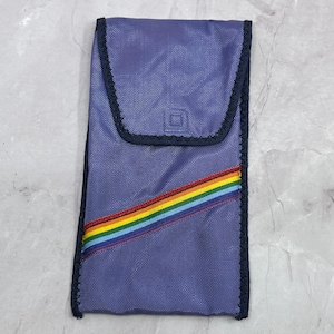 Jaren 70 nylon regenboogblauwe brillenkoker zonnebrillenkoker SB7