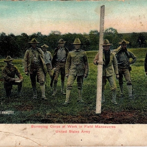 1911 Hiszpańsko-amerykański Korpus Geodezyjny Manewry Polowe Oryginalna Pocztówka PD2