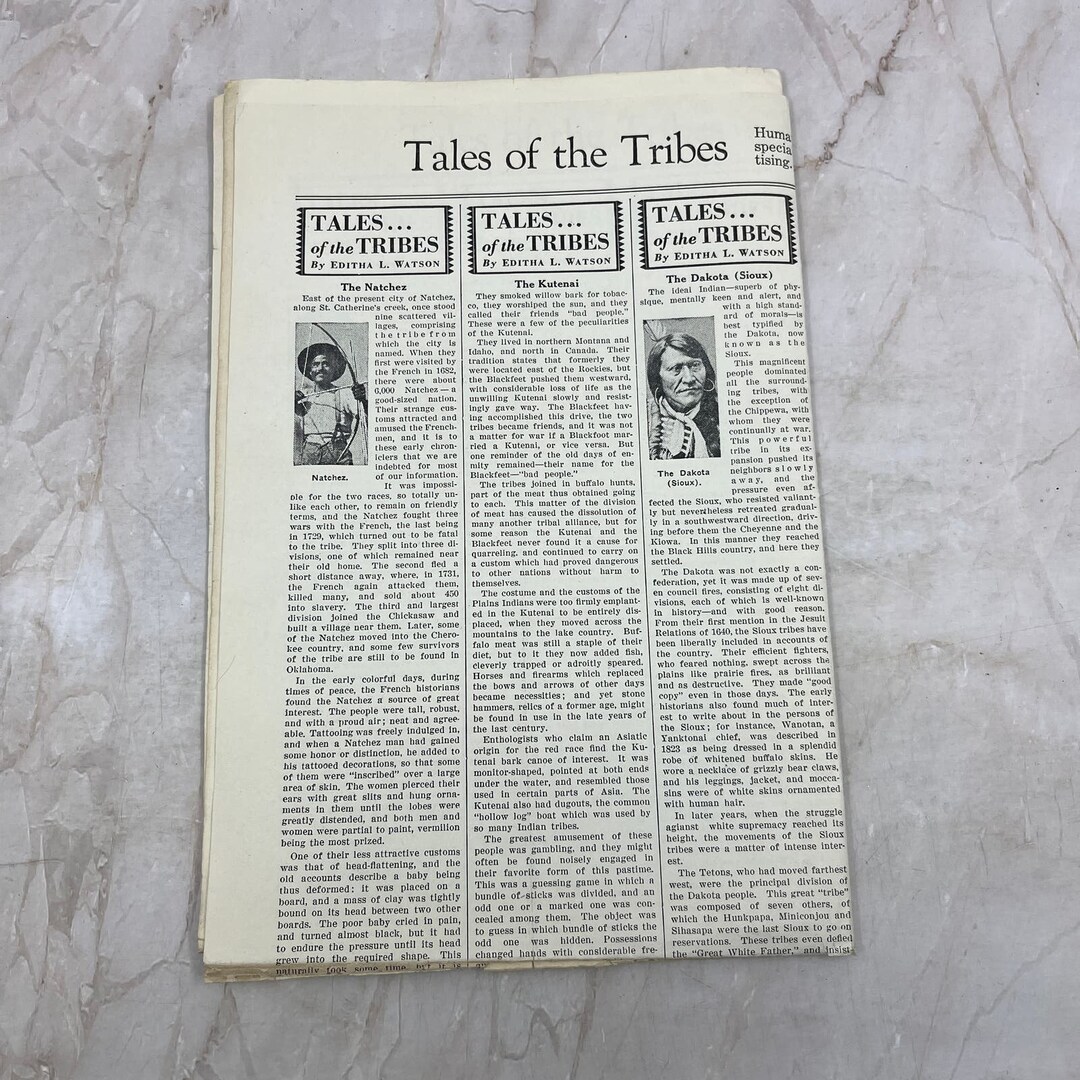 1931 Western Newspaper Union Tales of the Tribes Newspaper Native ...