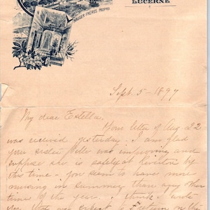 1894 Carta original manuscrita sobre el papeleo del Hotel Luzernerhof D18