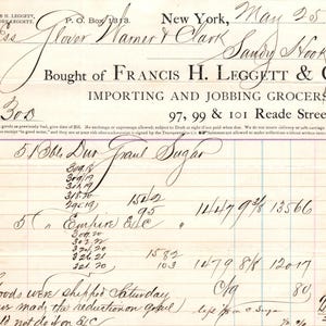1878 Francis H. Leggett & Co Grocers Recibo de Nueva York Membrete D23