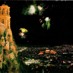 1980 Grecia Atene Vista da Licabetto di notte Cartolina PD8