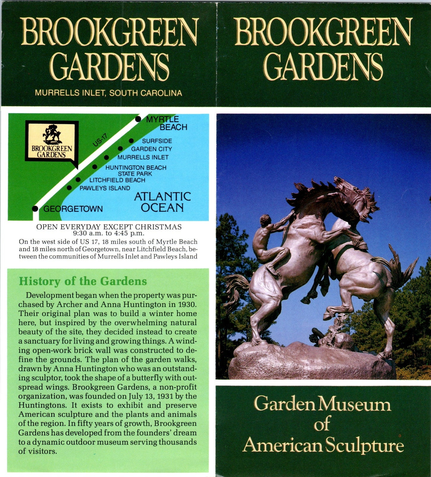 Vintage Brookgreen Gardens Murrells Inlet South Carolina Brochure TF4-B4