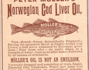 Peter Möller's Norwegian Cod Liver Oil c1890 Victorian Ad AE8-CH8
