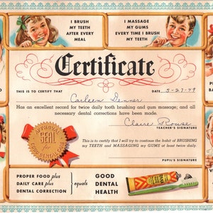1949 Gute Zahngesundheitsbescheinigung Ipana Zahncreme D10
