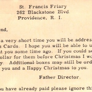 1955 St Francis Friarytze RI Weihnachtskarte Wunsch Postkarte PD7