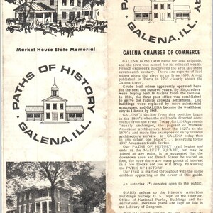 Percorsi della storia vintage Galena Illinois, carta e opuscolo di viaggio pieghevole TF4-B1
