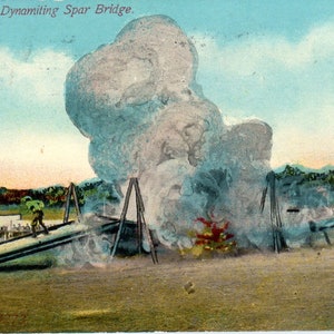 1912 Spanisch Amerikanischer Krieg US Army Dynamiting Spar Brücke Original Postkarte PD2