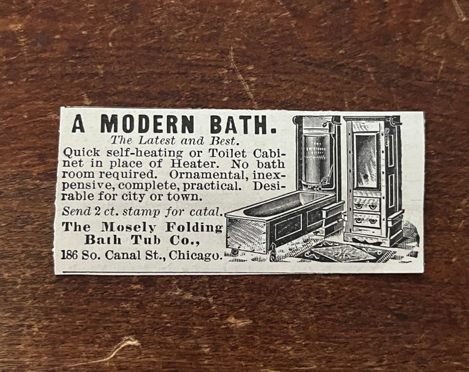 The Mosely Folding Bathtub Co Chicago Murphy Tub Original Advertisement