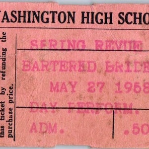 1958 George Washington High School Los Angeles CA Spring Revue Stub AB9