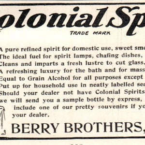 Colonial Spirits Berry Brothers Ltd Detroit c1905 Anúncio original AE7-A1