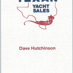 Texan Yacht Sales Dave Hutchinson Kemah Tex Vintage Visitenkarte SD8-B8