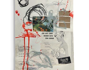 Original Mixed Media Abstrakte Kunst Collage 10x14 &quot;Der Aufzug&quot;