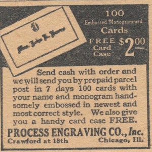 Prozess Gravur Co Chicago Prägekarte Angebot 1923 Magazin Ad-Clip AE1-7