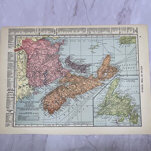 Landkarte der Seeprovinzen, Dominion von Kanada doppelseitig 1910 Print V14-7