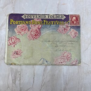Folder pamiątkowy z festiwalu róż w Portlandzie z 1912 r., składany, TI8-S1