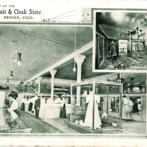 c1905 J.S. Appel Suit & Cloak Store Interior Denver CO Original Postkarte TK1-28