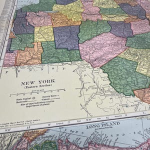 Carte de l'État de New York, 2 pages dépliantes, impression 1910 V14-7