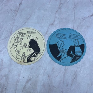 Vintage Bridge Coaster Juego de dibujos animados de humor ilustrado de 2 TH9-BC-3
