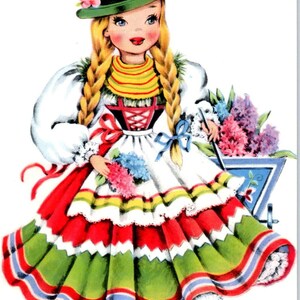 Bambola della Germania - Cartolina originale serie Dolls of Many Lands PB4