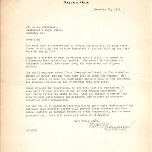 1937 Compañía Nacional de Cajas Registradoras Dayton Ohio Membrete Memo D20