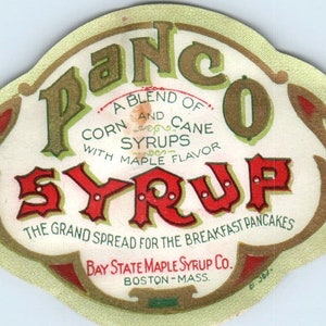 Jahrgang Panco Sirup Label Bay State Maple Syrup Co Boston MA AF1