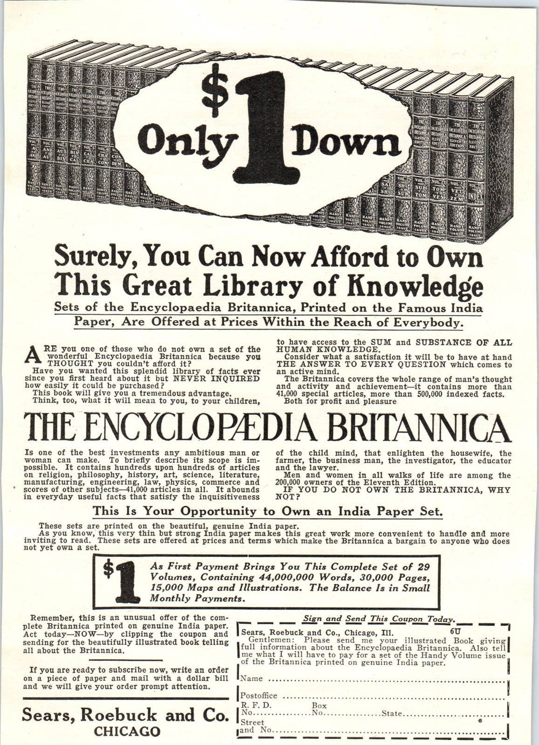 Sears Roebuck & Co Chicago Encyclopaedia Britannica 1921 Etsy