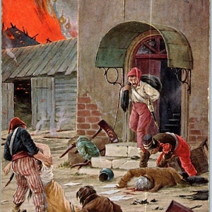 1812 Pożar Moskwy B.Zvorykin Oryginalna rosyjska pocztówka TK1-P18