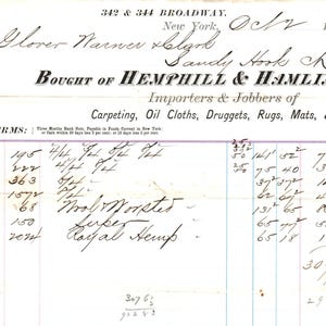 1874 Hemphill & Hamlin Dry Goods Recibo de Nueva York Membrete D24
