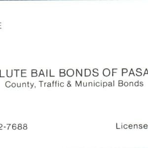 Absolute Bail Bonds di Pasadena CA George Sandie Vintage Biglietto da visita SD4-B2