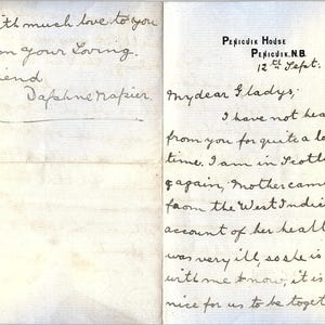 Carta manuscrita de principios de la década de 1900 a Penicuik House, Penicuik NB, Daphne Napier AF3-17