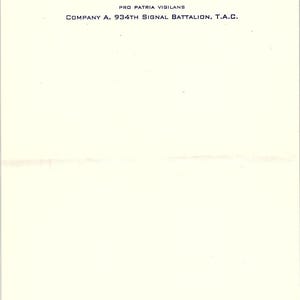Membrete en blanco AF9-1 de la Compañía A, 934.º Batallón de Señales, Segunda Guerra Mundial, década de 1940