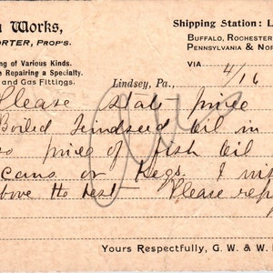 1901 Star Iron Works G.W. & W.E. Porter Lindsey PA Karta pocztowa PE4