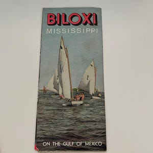 Carte dépliante des attractions de Biloxi, MS, côte du golfe du Mexique, et brochure de voyage de 1953 AG8-H6