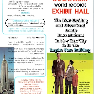 Brochure de voyage vintage Guinness World Records Hall d'exposition New York TF4-BA